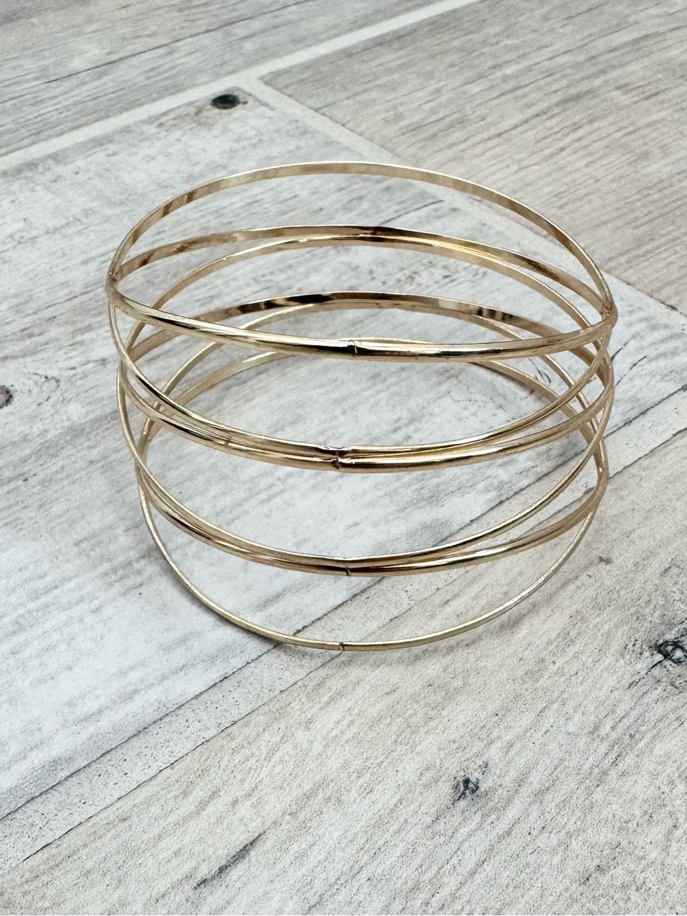 Gold Wave Bangle Bracelet